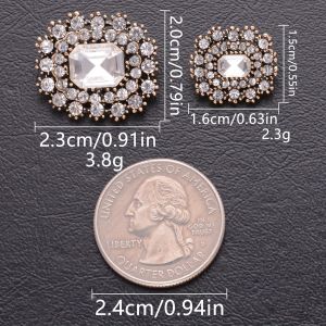 6pcs 16/23mm Rhinestone Decorative Hollow Out Metal Square Buttons For Women Shirts Sweater Coat Jacket Sewing Accessories