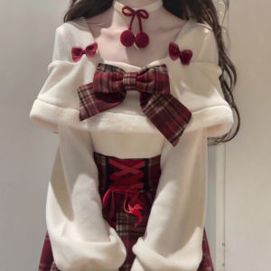 XUECAIQI | Christmas Fashionable Red Plaid A-line Short Dress