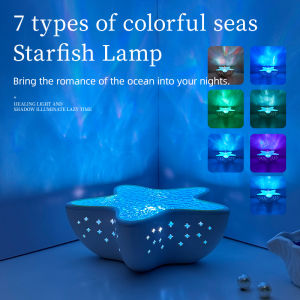 Northern Lights Led Projector Nightlight Starfish Rehcargeable RGB Romantic Ambient Lighting Mood Light Desk Bedroom Party Decor