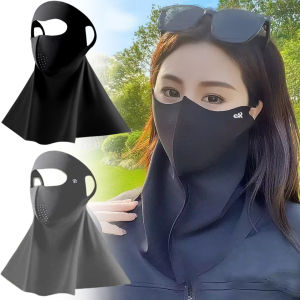 ที่บังแดดคอผ้าพันคอกันยูวีกันฝุ่นหน้ากากปิดหน้าขี่จักรยาน UPF50หน้ากากป้องกันแสงแดดทำจากผ้าไหมน้ำแข็งใหม่