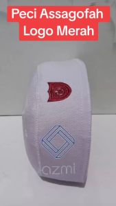 Peci Malaysia Polos logo Merah kopiah Putih logo Merah Dewasa