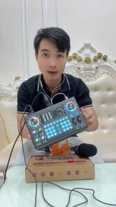 Sound Card C100 Hát Karaoke Thu Âm Livestream Có Bluetooth Autotune  Hỗ Trợ Cổng Canon 48V Chuyên Nghệp