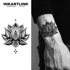 Lotus Mandala Temporary TattooLasts To 15 Days New Technology Magic Waterproof Semi Permanent Sticker.