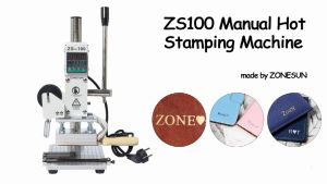 ZONESUN ZS-100 Manual Hot Foil Stamping Machine 5x10cm Digital Control Leather Embossing Heat Press Logo Branding Machine with Foil Holder