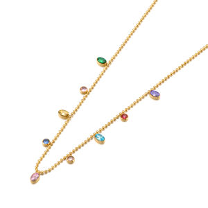 Lokaer Nữ Thép Không Gỉ Nhiều Màu Pha Lê Zircon Vòng Tay Và Vòng Cổ Bộ Thời Trang Tiệc Cưới Món Quà Trang Sức B25194