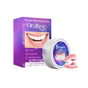 oralhoe | Silicone Reline Denture Set Improves Denture Fit Natural Look and Comfort Upper Lower False Teeth Set for Perfect Smile