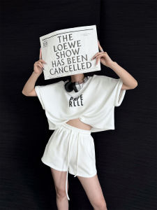 Fashionable Casual Sportswear Set Womens Summer 2025 New Style Lazy Style Shorts Two-Piece Set round Neck Short Sleeve Top