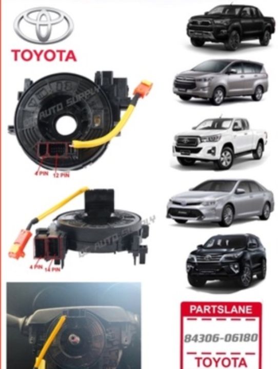 Spiral Cable Clock Spring 84306-06180 Toyota Innova Hilux Fortuner 2016 ...