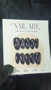 Lizzy Nail 112 | Nailbox Móng Úp Mắt Mèo Tím | Set 10 Móng Giả Press On Nails Dự Tiệc Đám Cưới Kỷ Yếu