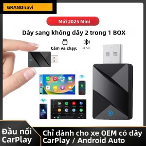 Bộ Chuyển Đổi AI Box Không Dây 2 Trong 1 Carplay & Android Auto Bluetooth Nâng Cấp Carplay Cho Xe Có Carplay Có Dây Nguyên Bản