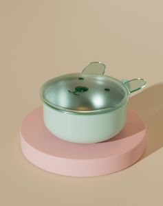 Tiannai Solid Food Bowl Kids Stainless Steel Baby Bowl for Babies Aged 0-3 Anti-Fall with Cover Oven Mitts Eating Bowl