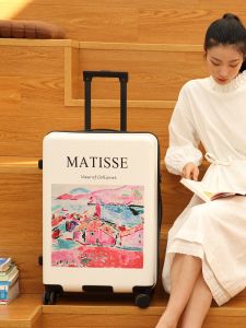 Universal Student Travel Suitcase Pull Rod Artistic Luggage Fashionable Trendy Zipper Closure Universal Gender Wheel Style