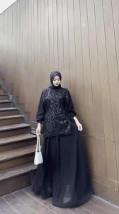 BEST SELLER Clara Dress Bahan Ceruty mix Brukat Premium / Gamis Wanita Terbaru 2023 / Gamis Kondangan Mewah Elegan / Dress Muslim / Fashion Wanita Muslim