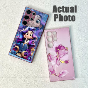Samsung S23 Ultra Case S23FE S22Ultra S24Ultra Marble Flower Pattern Glass Hard Phone Casing A54 A52 A53 A52S A14 A34 S22Plus S23Plus
