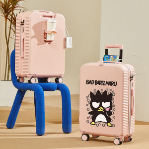 Large Capacity Mens Travel Suitcase Multifunctional Printed Penguin Cartoon Design Carry-On Wheel Bag Fashionable Trendy Style