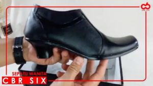 NEFF / Sepatu formal wanita kulit semiboot resleting / Pantofel dinas PDH kerja kantor Hitam PUC 714