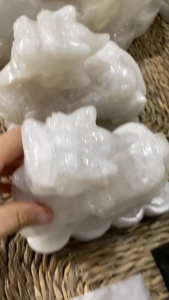 Cặp Tỳ Hưu Đá Thạch Anh Trắng Tự Nhiên Năng Lượng Cao - Tặng kèm quả cầu thạch anh nhỏ