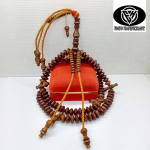 Tasbih kayu kelor emas full benang rajut