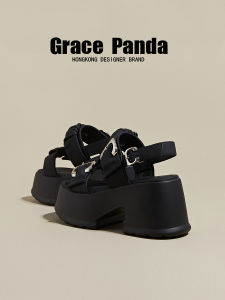 Casual Summer Heightening Thick Heel Soft Bottom Slope Heel Sandals for Short Women GRACE PANDA Brand Low Help Heightened Sandals