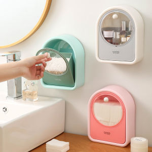 Excellent Cotton Pad Dispenser Easy to Take Sanitary Practical Wall Mounted Makeup Cotton Swabs Flip Organizer
