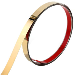 5m Mirror Self-adhesive Flat Decorative Lines Strip Stainless Steel Gold Wall Sticker Background Wall Study Ceiling Edging Stri