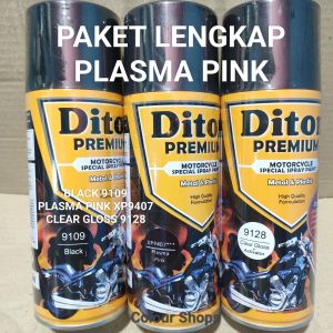 Pilok Cat Diton Premium Paket Lengkap 3 Kaleng Plasma Pink 9407 Xirallic Xiralic Ping Black 9109 Clear Gloss 9128 400cc Pilok Paketan Cat Semprot Special Spray Paint