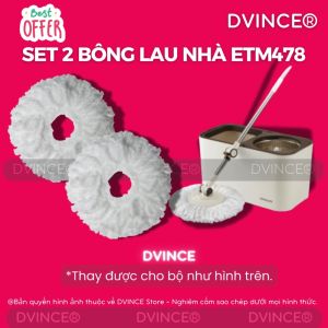Set 2 Bông lau thay thế cây lau nhà ETM478 - Màu Trắng (Thay thế được cho bộ lau nhà Locknlock ETM478)