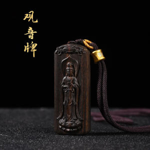 High-End Buddha Amulet Necklace Pendant Carved from Old Dalang Incense Wood Relief Sculpture of Avalokiteshvara for Men And Women