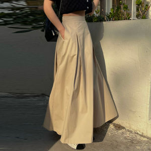 High Waist A-Line Long Skirt Womens Summer New Style French Vintage Design Sensation Slimming Umbrella Skirt Korean Style