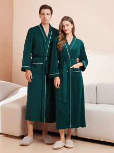 2024 New Long Sleeve Bathrobe Towel Material Quick Dry Four Seasons Womens Style Comfortable Home Wear Polyester Fiber