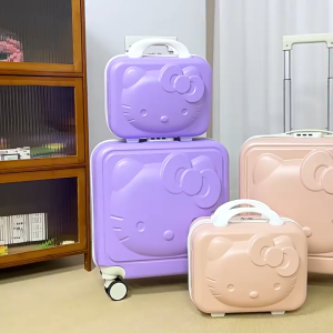 Hello Kitty 20 Inch Luggage Bag Cute Cartoon Cabin Size Suitcase Silent Spinner Wheels Thickened Trolley 20"