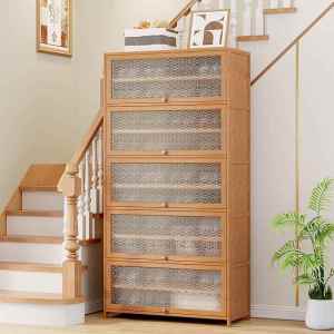 MEISITEKEKE | Entryway Slim Wooden Shoe Cabinet With Doors