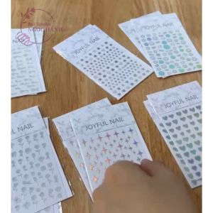 Sticker dán móng trái tim ngôi sao mặt cười hoa chữ cách điệu trang trí nail decal nhỏ 3D - PS001