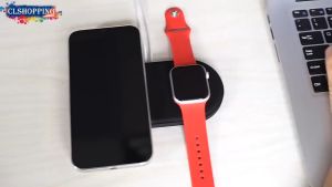 CNAGAIN Giá Đỡ Silicon 2 Trong 1 Đế Sạc Cho Apple Watch Dòng 8 7 6 5 4 Se 3 2 1 Cho iPhone 14 13 12 11 Magsafe Silicone Không Dây Trạm Sạc