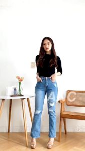 Celana Jeans Wanita Boyfriend Celana Trendy - Celana Cutbray Jeans Highwaist Denim - Cutbray Loose Jeans Highwaist Wanita Kekinian
