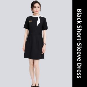High-end Beauty Salon Receptionist Work Uniform Black Stretchable Fade-resistant