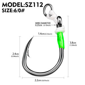 Proberos 5PCS Super Heavy Duty Ironplate Single Big Hook Jigging Assist Saltwater Hooks