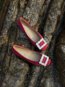 Reemoor | Fall New French Design Slip-on Square Toe Rhinestone Buckle Flats