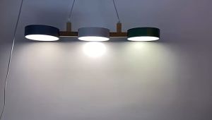 Nordic Natural Dining Room Hanging Lights Kitchen Light Fixture 3 Colors Switchable Wood Chandelier