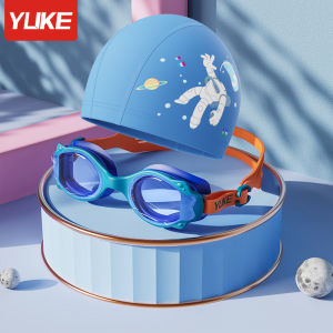 Childrens Swimming Goggles Waterproof Anti-Fog HD Boys and Girls Large Medium Small Frame Swimming Glasses Swimming Cap Set Professional Equipment