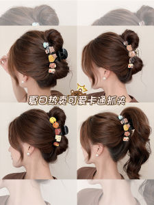 Womens Hair Clips Summer New Style 2025 Less Hair Volume High-End Feeling Cookie Shaped Shark Tail Hair Clips Headwear