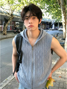 ZHUOCAN | Breathable Blue Jacquard Mens Summer Vest