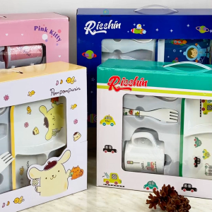 Peralatan Makan Anak Set 4-Piece/Gift Box/Hampers/Piring Bayi Baby/BPA Free/Karakter Lucu/Anti Pecah