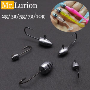 MrLurion 10PCS 2g 3g 5g 7g 10g small jig head fishing hooks for mini soft lure grub baits micro-object drop shot fishing hooks