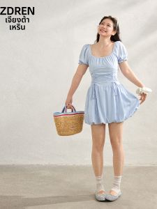 ZHANGDAREN | Đầm Xếp Ly Tay Bồng Dành Cho Phụ Nữ Size Lớn