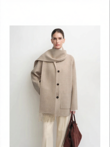 Removable Tassel Cashmere Wool Silk Mix Coat