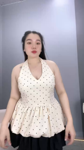 Áo Yếm Bigsize Nữ Cột Nơ Sau Vạt Bí Bồng Họa Tiết Chấm Bi Xinh Vải Lụa Chéo Mềm Mại - A193