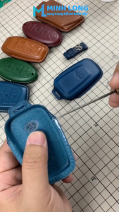 Bao Da Chìa Khóa Xe Ô Tô MIT-B2 Mitsubishi Xpander Attrage Mirage Triton Pajero Da Thật Ép Form Handmade