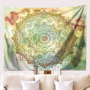 Tấm Thảm Treo Tường VIKAMA Họa Tiết Hoa Trắng Mandala Sao Mặt Trăng - Trang Trí Phòng Ngủ Phòng Khách Ký Túc Xá - Vật Liệu Polyester Không Dệt