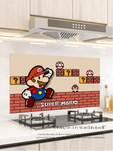 Super Mario Kitchen Oil Smoke Proof Stickers Fireproof Decorative Wall Decals for Stove Waterproof Cover-Up Paper